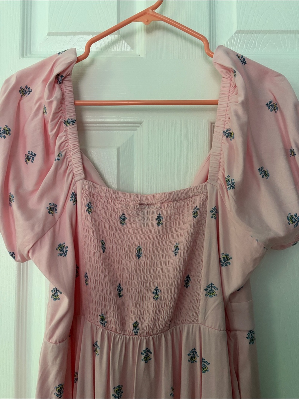 torrid Pink Floral Square-Neck Midi Dress with Puff Sleeves - Picture 4 of 5